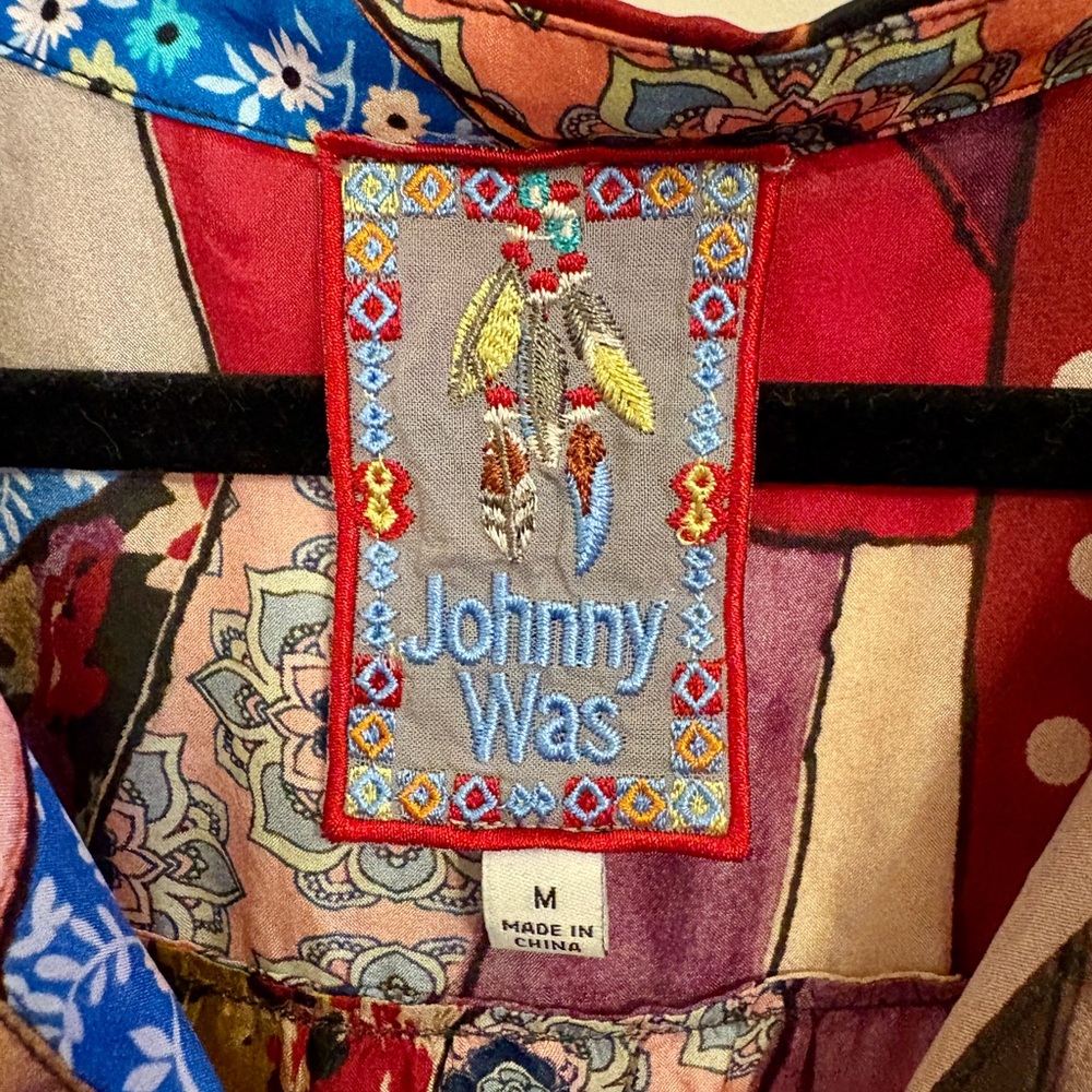 Johnny Was Multicolor Patchwork Long Sleeve Dress - Picture 7 of 8